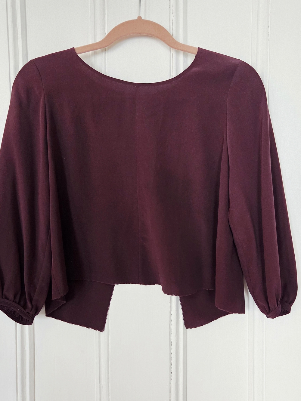 Aritzia Cropped Gathered Long-Sleeve Open Back Silk Top